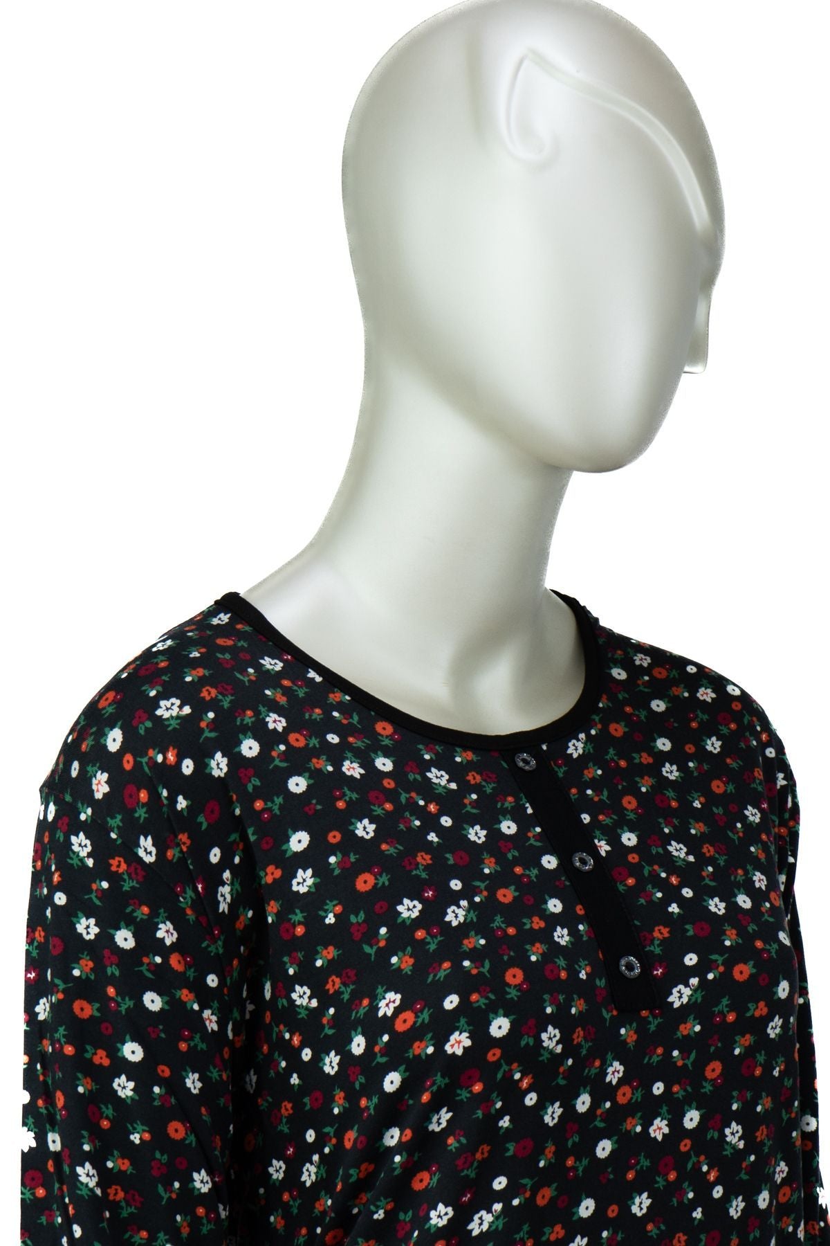 Kadın Anne Bluz Turlu Viskon Penye Kumaş Çiçek Demeti Desenli Likralı Rahat Kesim Tam Kalıp